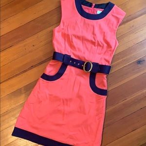 Trina Turk lined dress with belt and pockets